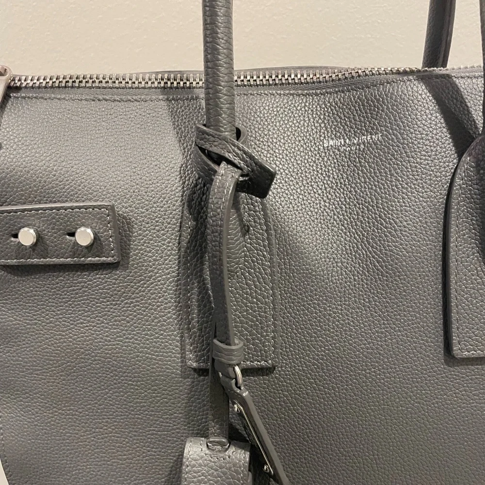 Saint Laurent Dark Gray Leather Briefcase